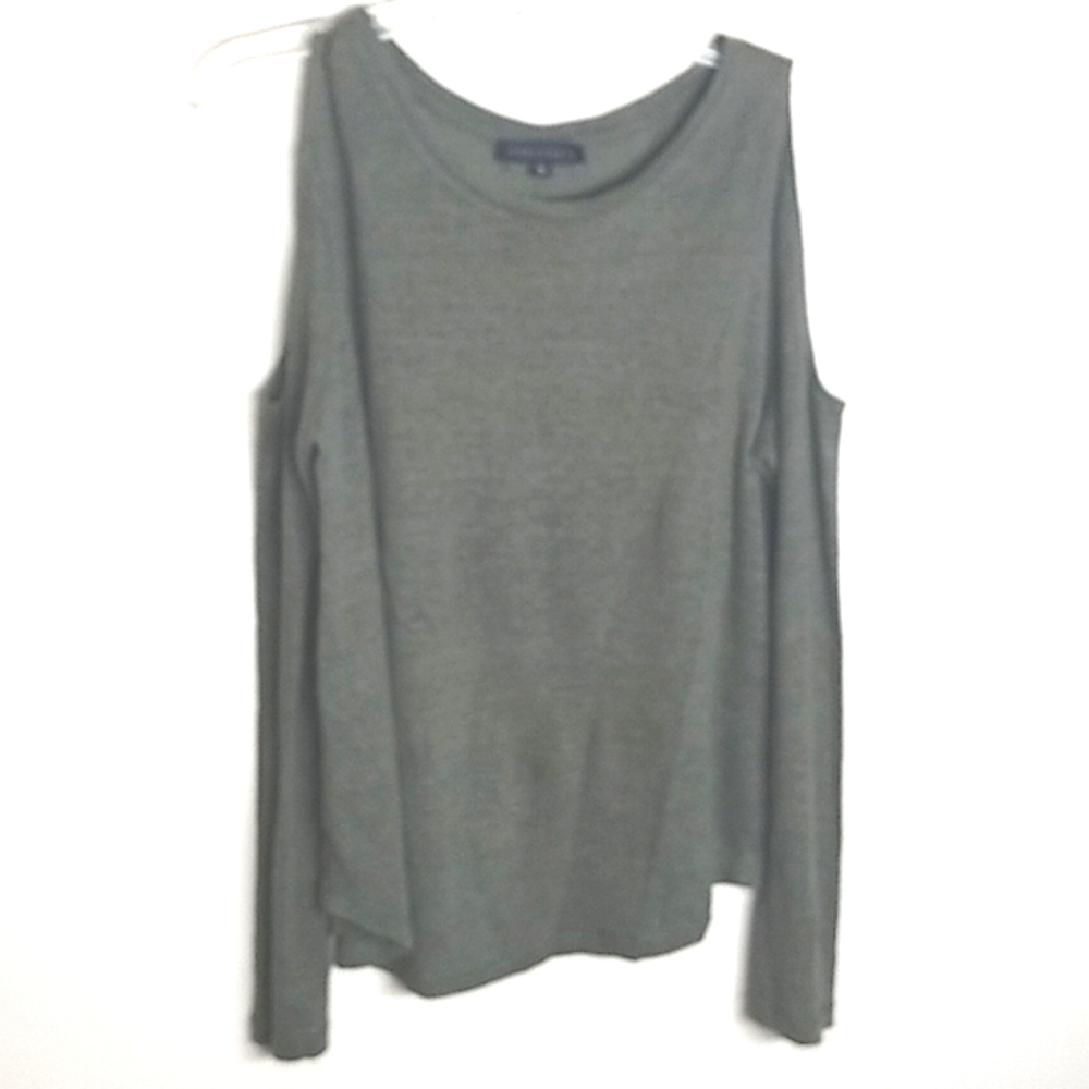 SANCTUARY Linen Cold Shoulder Top,size M